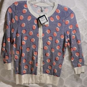 Halogen  NWT- womens cardigan XS/P  ivory, coral, & blue Soft & lightweight